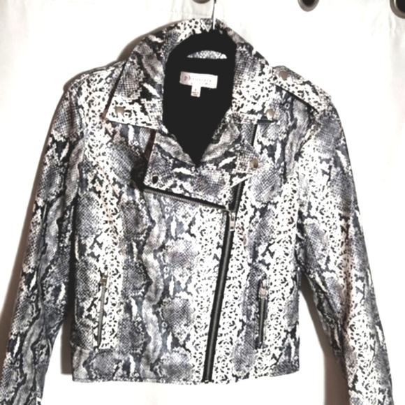 Philosophy Snakeskin Faux Leather Biker Motorcycle Style Jacket Size Small EUC!! - Picture 1 of 8